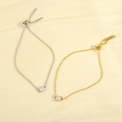 Pulseras chapadas en oro de 18K con incrustaciones de cobre redondo brillante de estilo simple lujoso