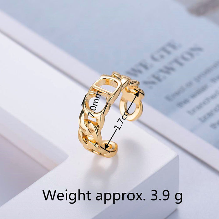 1 Piece Cute Fashion Letter Copper Round Copper Open Ring