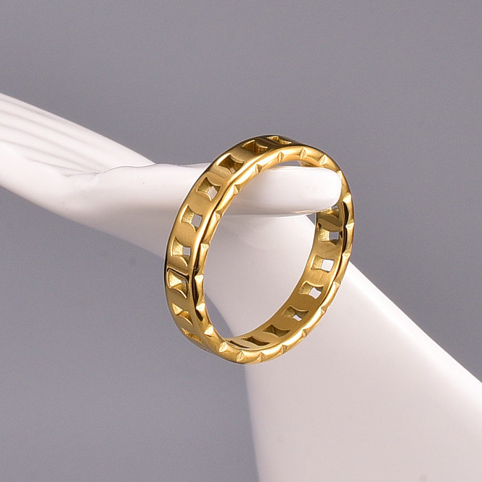 Wholesale Elegant Simple Style Solid Color Titanium Steel Plating Rings
