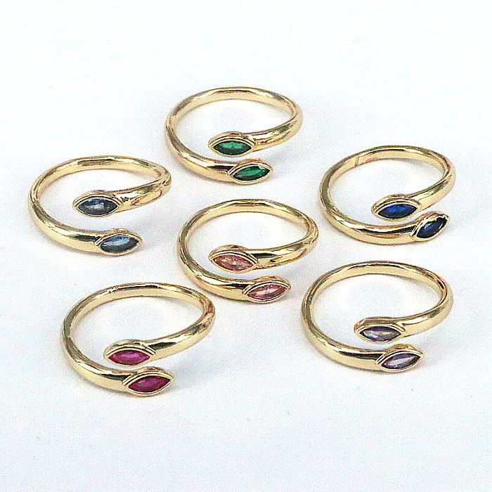 Fashion Geometric Copper Gold Plated Inlay Zircon Open Ring 1 Piece