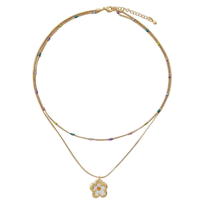 Vintage Style Flower Copper Plating Pendant Necklace
