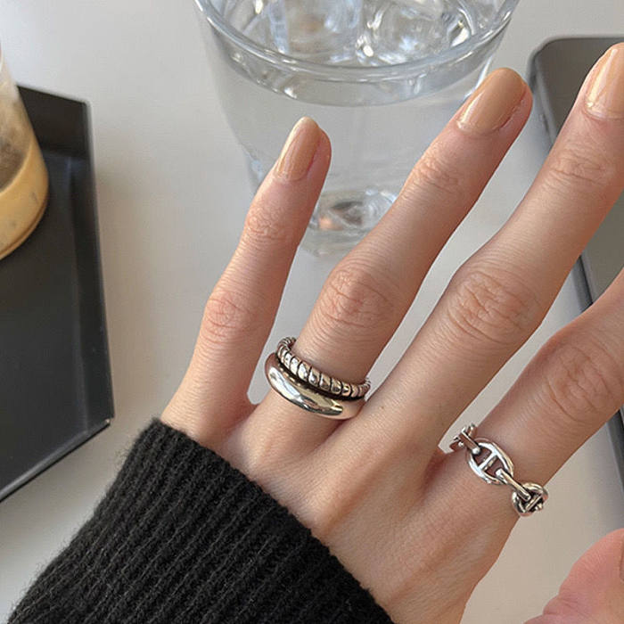 Casual Geometric Copper Plating Open Rings