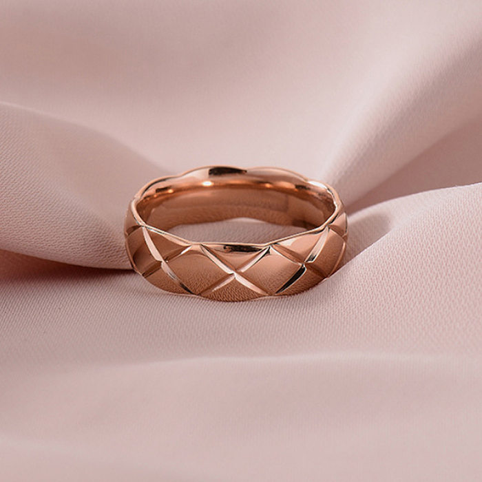 Anéis de aço de titânio losango estilo simples 1 peça