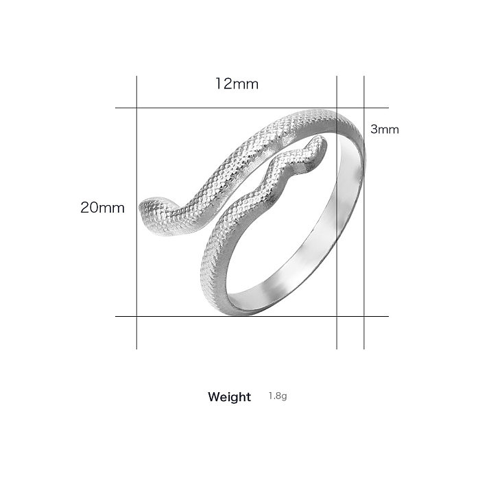 Anel de aço de titânio ajustável aberto da série Snake simples da moda