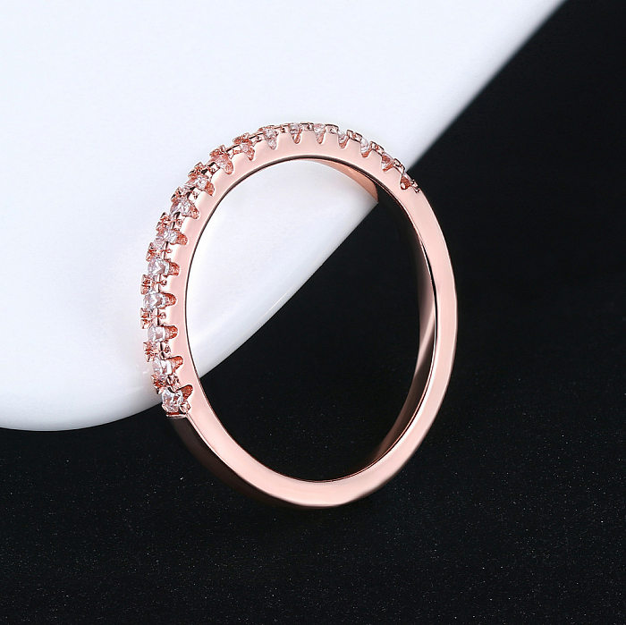 Anéis de zircão com incrustações geométricas de cobre da moda, 1 peça