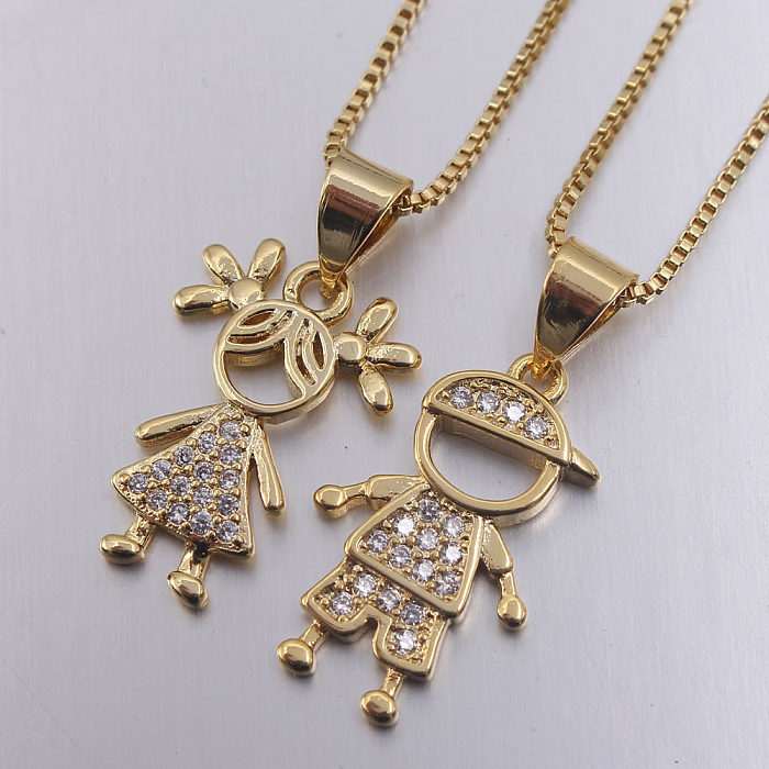 IG Style Simple Style Commute Cartoon Character Copper Plating Inlay Zircon Gold Plated Necklace