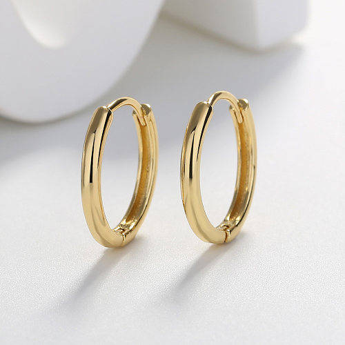 Elegant Round Brass Gold Plated Hoop Earrings 1 Pair