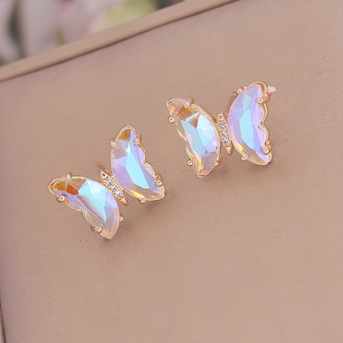 Fashion Butterfly Copper Ear Studs Zircon Copper Earrings