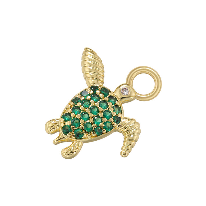 Encantos chapados en oro de 18 quilates con incrustaciones de cobre y animales de tortuga de estilo simple y lindo casual