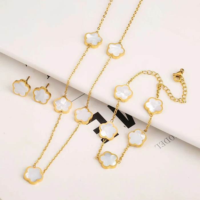 Vintage Style Simple Style Star Stainless Steel 18K Gold Plated Bracelets Necklace