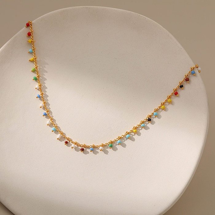 Urlaubs-Halskette mit farbenfrohen Perlenverkupferung und 18-Karat-Vergoldung