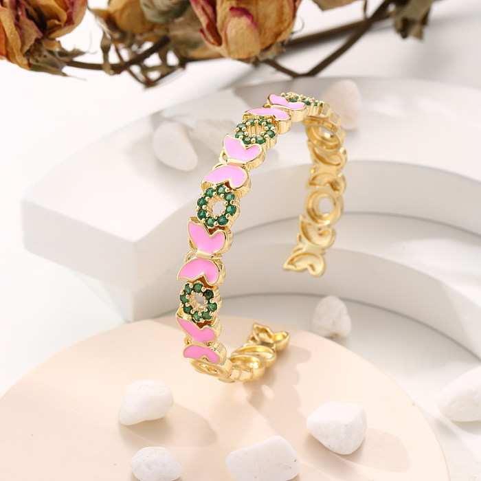Commute Butterfly Brass Plating Inlay Zircon 14K Gold Plated Bangle