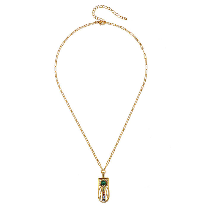 Retro Roman Style Sun Copper Gold Plated Turquoise Pendant Necklace In Bulk