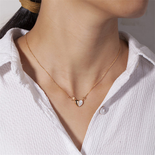 Simple Style Heart Shape Crown Copper Plating Rose Gold Plated Pendant Necklace