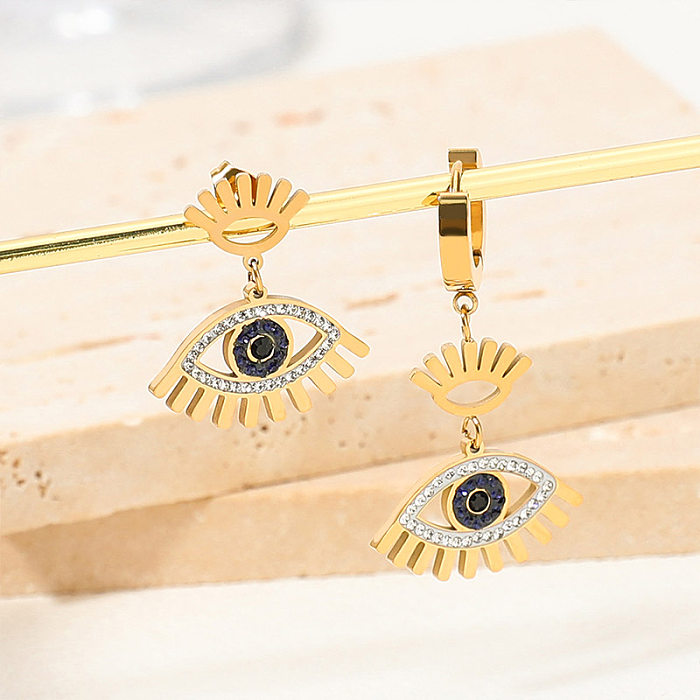 Einfache Art-Auge-Edelstahl-Überzug-Inlay-Zirkon-vergoldete Doppelschicht-Halsketten-Anhänger-Halskette