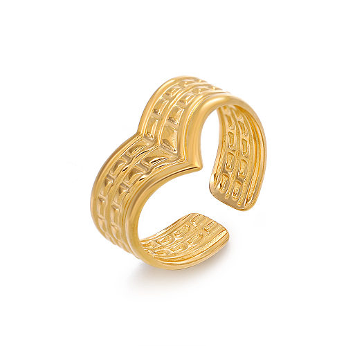 Classic Style Letter Stainless Steel 18K Gold Plated Open Ring In Bulk