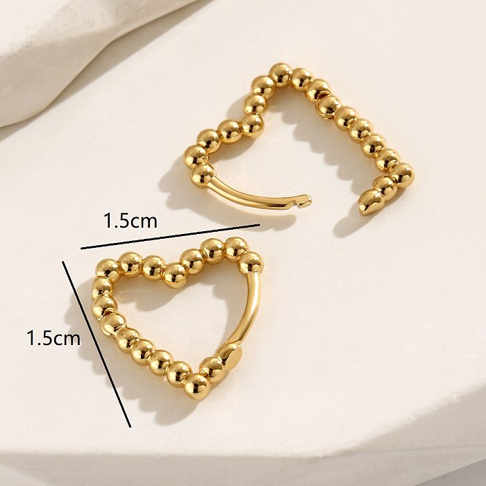 1 Pair Sweet Simple Style Heart Shape Plating Copper 18K Gold Plated Earrings