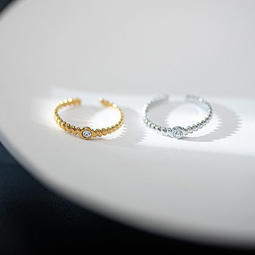 Einfacher, verstellbarer Ring aus Edelstahl mit Zirkon und modischer Öffnung