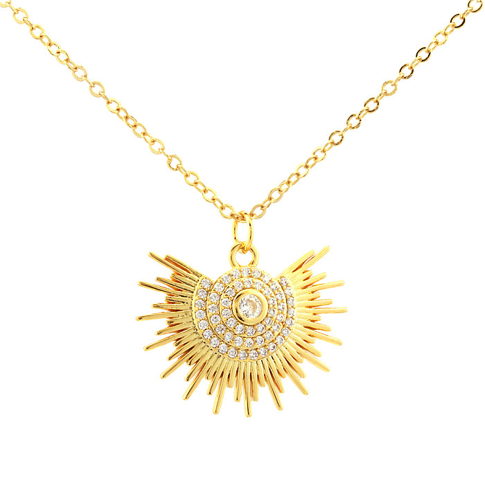 IG Style Eye Copper Plating Inlay Zircon 18K Gold Plated Pendant Necklace