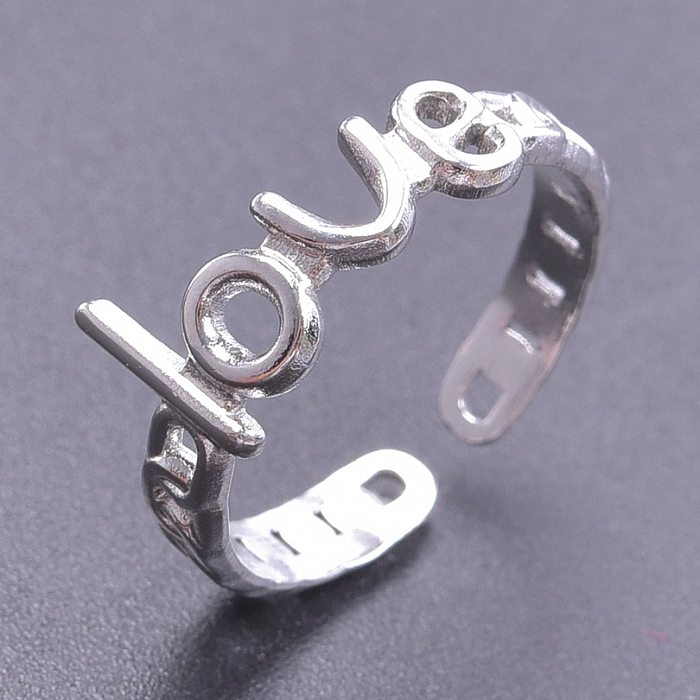 Wholesale 1 Piece Simple Style Letter Titanium Steel Open Ring