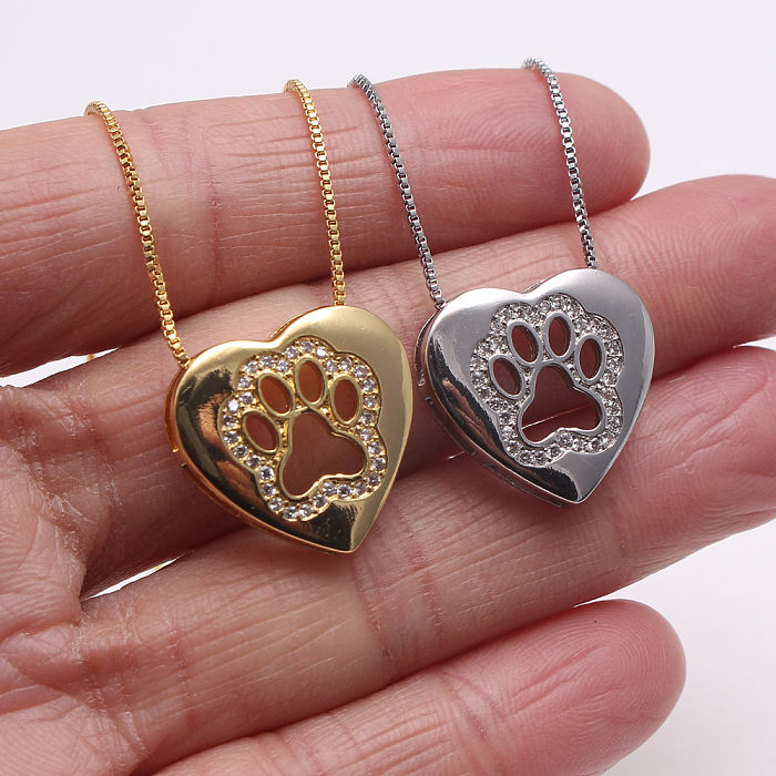 jewelry Simple Inlaid Zircon Heart-shaped Cat Claw Necklace Wholesale Jewelry