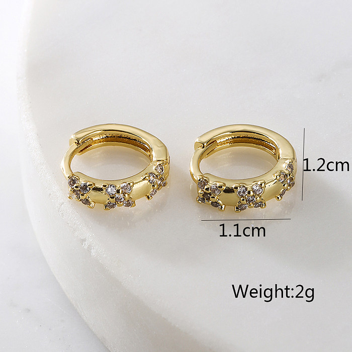 Fashion Geometric Butterfly Copper Gold Plated Zircon Hoop Earrings 1 Pair