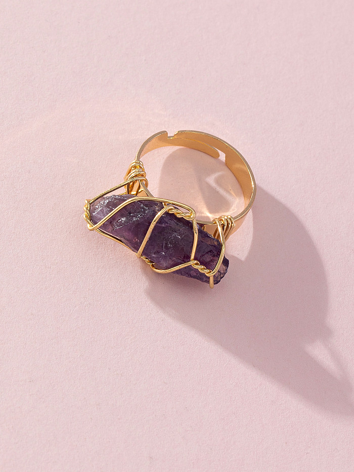 Anéis abertos de cristal de pedras preciosas artificiais de aço inoxidável elegantes da cor sólida