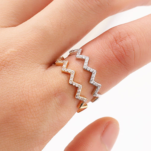Anéis de zircão com revestimento de cobre geométrico de estilo simples, 1 peça