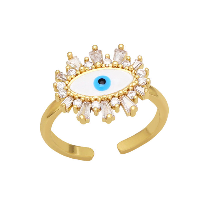 Fashion Colorful Drop Oil Zircon Inlaid Devil's Eye Open Adjustable Ring