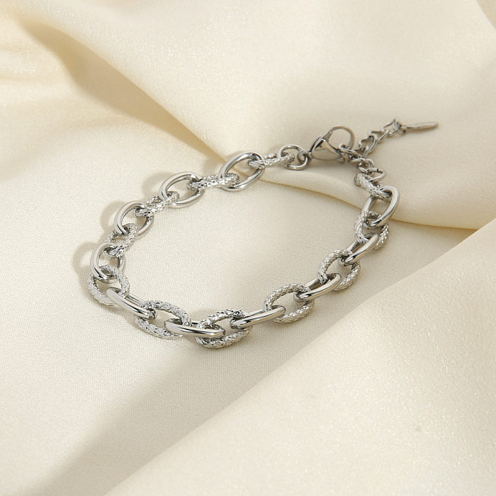 Hip-Hop British Style Solid Color Stainless Steel Plating Bracelets Necklace