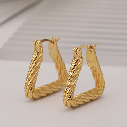 1 paire de boucles d'oreilles en forme de U, Style Simple, placage torsadé en cuivre plaqué or
