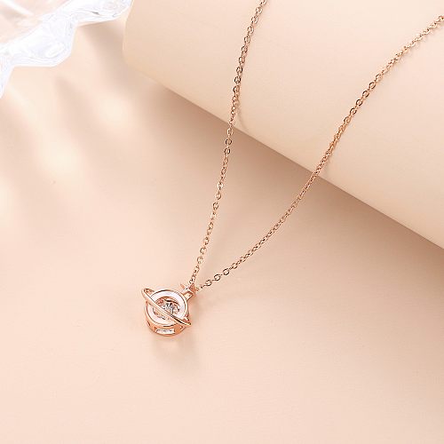 Simple Style Animal Copper Plating Inlay Diamond Rose Gold Plated Pendant Necklace