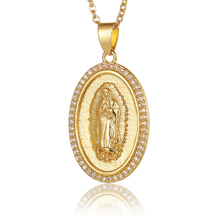 مجوهرات دينية نسائية جديدة قلادة مطلية بالذهب والنحاس قلادة مريم العذراء