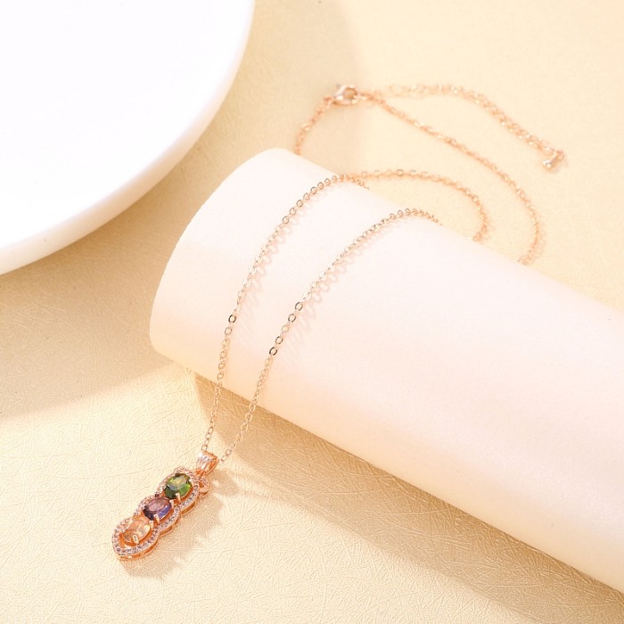 Luxurious Simple Style Geometric Copper Zircon Necklace Pendant In Bulk