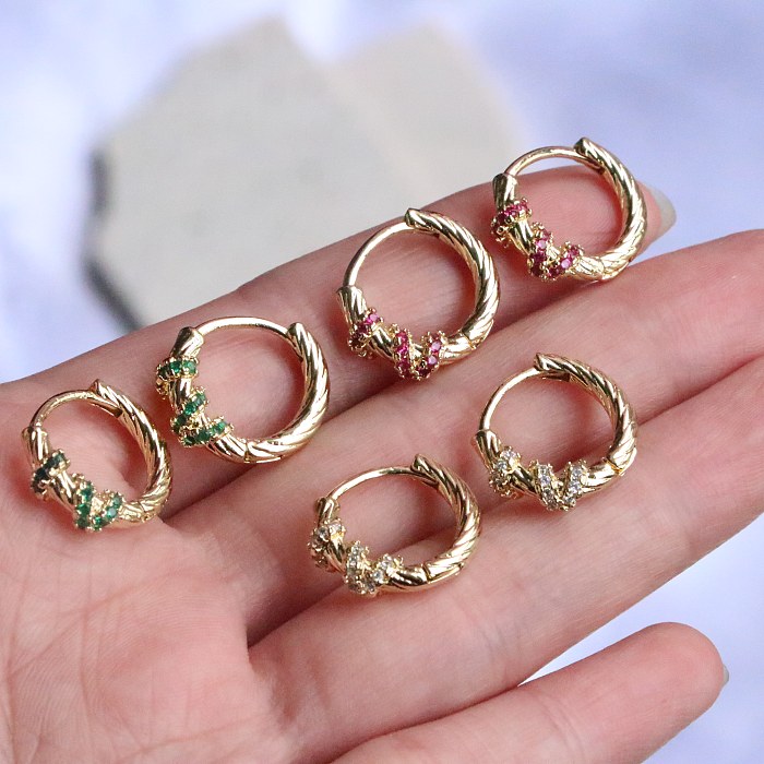 1 Pair Simple Style Commute Round Plating Copper Gold Plated Earrings