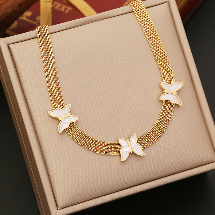 Simple Style Butterfly Stainless Steel Plating Jewelry Set