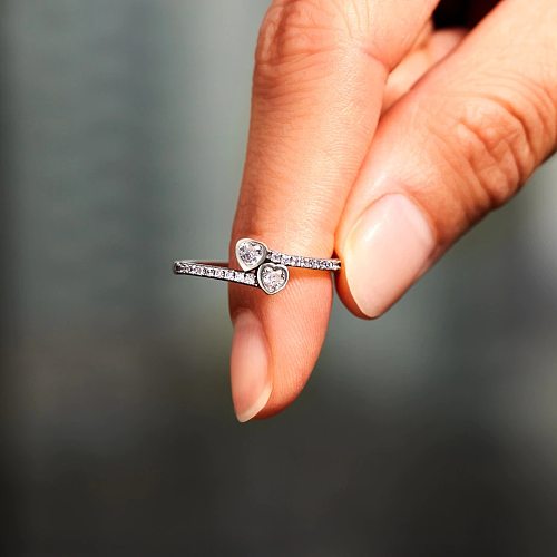 Fashion MAMA Offener Ring in Herzform mit Kupferbeschichtung und Inlay aus Zirkon, 1 Stück