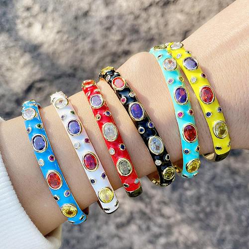 Joyería europea y americana pulsera de cobre de circón colorido con incrustaciones femeninas