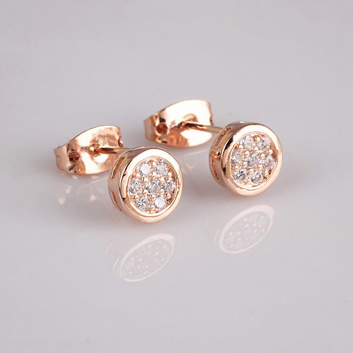 1 Pair Simple Style Solid Color Plating Inlay Copper Artificial Gemstones Gold Plated Ear Studs