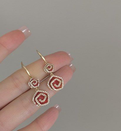 1 paire de boucles d'oreilles pendantes en cuivre avec incrustation de fleurs, Style Simple et doux