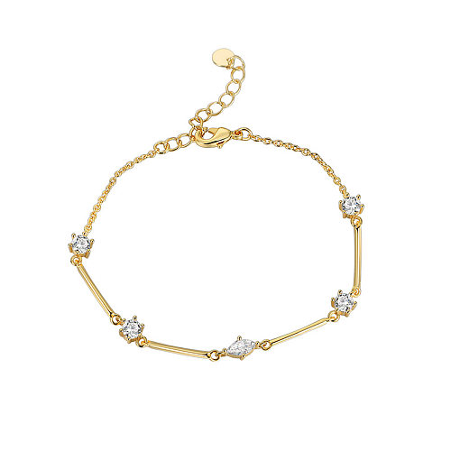 Simple Style Geometric Copper Plating Inlay Zircon 18K Gold Plated Bracelets