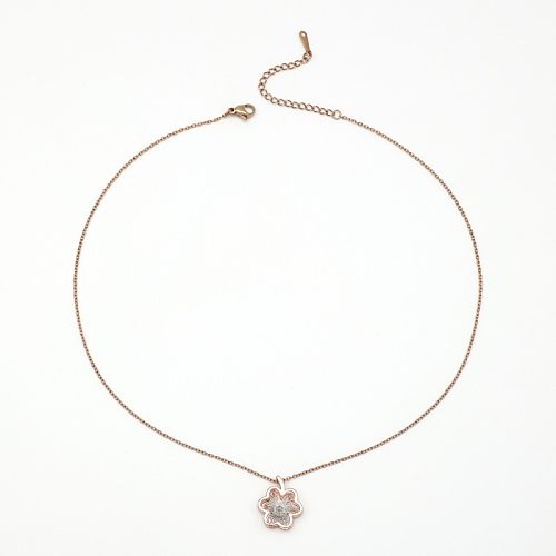 Casual Flower Copper Rose Gold Plated Diamond Necklace Pendant In Bulk
