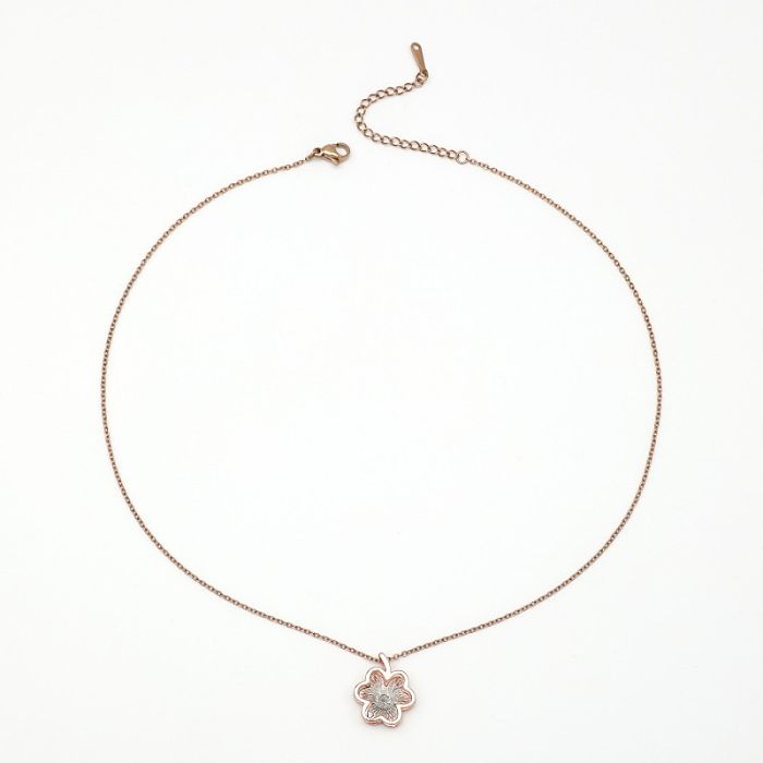 Lässiger, rosévergoldeter Blumen-Diamant-Halskettenanhänger aus Kupfer in großen Mengen
