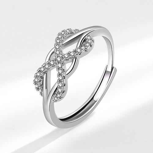 Elegant Lady Infinity Copper Plating Inlay Zircon Open Rings