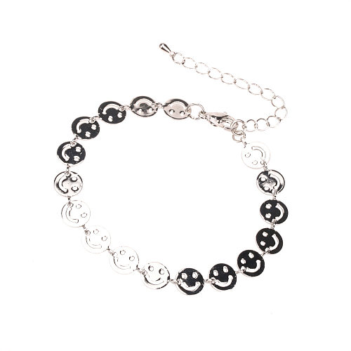 Simple Fashion Copper Smiley Face Chain Bracelet Necklace Wholesale jewelry