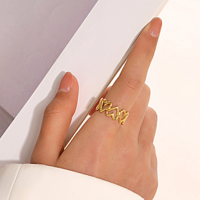 Offener Ring im klassischen Stil in Herzform aus Edelstahl mit 18-Karat-Vergoldung in großen Mengen