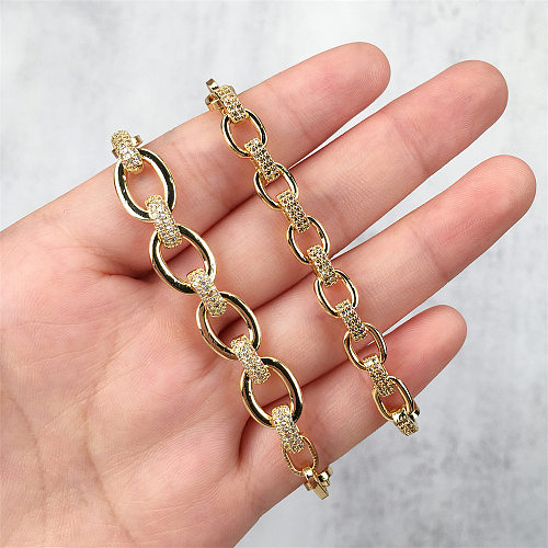 Wholesale Jewelry Retro Adjustable Thick Chain Copper Inlaid Zircon Bracelet jewelry