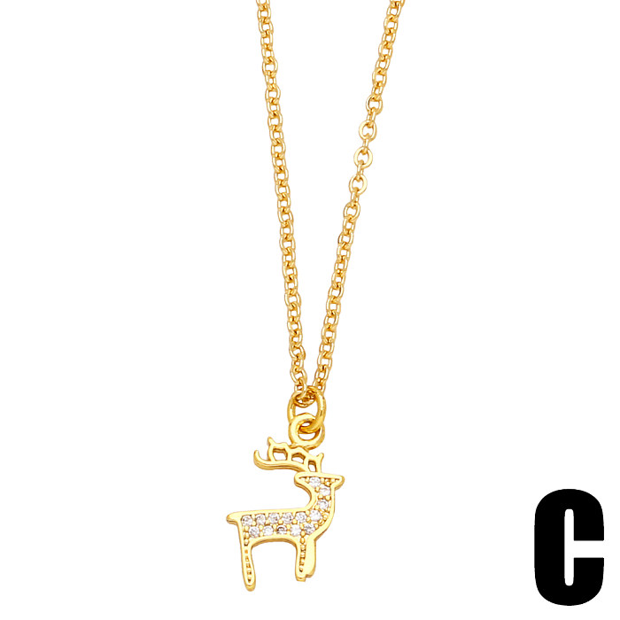 Simple Style Tortoise Animal Dog Copper Gold Plated Zircon Pendant Necklace 1 Piece