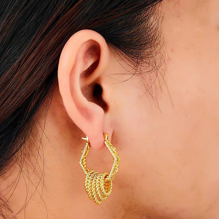 1 Pair Modern Style Geometric Round Plating Copper Drop Earrings