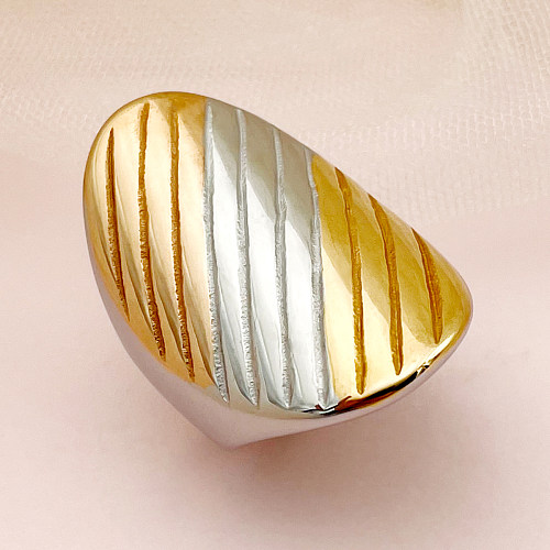 Anéis banhados a ouro com revestimento de aço inoxidável em bloco de cores retrô moderno